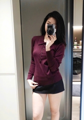 A415-Áo len dệt kim dài tay 2 màu đỏ xám hàng nhà máy chuẩn khosiMaiLinh