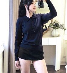 A415-Áo len dệt kim dài tay 2 màu đỏ xám hàng nhà máy chuẩn khosiMaiLinh