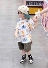 BT551- Bộ ao cotton LK loang quần nỉ rêu bé trai