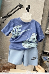 BT256-Bộ NAI xanh đậm áo cotton mix quần nỉ mì bé trai