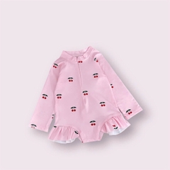 BT281- Bộ bơi bikini liên mảnh dài tay 2 màu cherry/tim