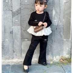 BN078- Bộ len đũi bèo loe kèm tag gấu 3 màu trẻ em VNXK