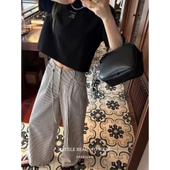 QUAN033- Quần suông kẻ WG khoá trước dây rời chất lien thô