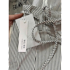 QUAN033- Quần suông kẻ WG khoá trước dây rời chất lien thô