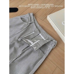 QUAN033- Quần suông kẻ WG khoá trước dây rời chất lien thô