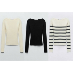 [HÀNG LOẠI 1]A345- Áo len cổ thuyền 3 màu  full tem dày dặn