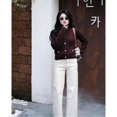 [HÀNG LOẠI 1] A339-Áo len cadigan đỏ đô cúc đồng