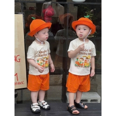 BT523- Set cam 1-6 kèm mũ chất cotton trẻ em