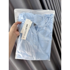 SET912-Set đũi linen màu xanh và vàng áo tay lỡ bồng