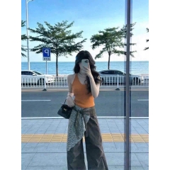 A623-Áo 2 dây cổ yếm len tăm có sẵn đệm ngực hot hit