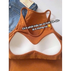 A623-Áo 2 dây cổ yếm len tăm có sẵn đệm ngực hot hit