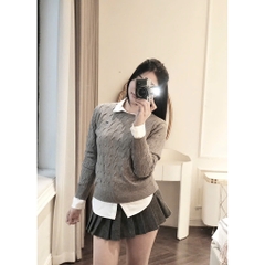 A403- Áo len vặn thừng thêu gấu Xám hàng nhà máy chuẩn khosiMaiLinh