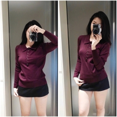 A415-Áo len dệt kim dài tay 2 màu đỏ xám hàng nhà máy chuẩn khosiMaiLinh