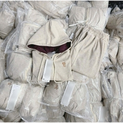 Set776- Bộ nỉ haida dài tay áo khoá kéo khoá phối quần dài có mũ