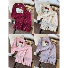 bt691- Bộ thun dài tay Kitty bé gái 5 màu chất tăm lông thỏ