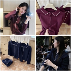A444- Áo len xanh viền trắng nhà máy full tem