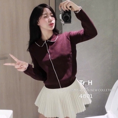 A444- Áo len xanh viền trắng nhà máy full tem
