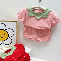 BT019- Bộ dâu tây gồm 2 màu phối cổ bé gái thiết kế