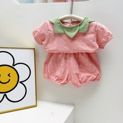 BT019- Bộ dâu tây gồm 2 màu phối cổ bé gái thiết kế