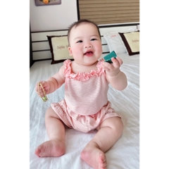 CB136-Combo 3 bộ dây viềm bèo TÔNG HỒNG TRẮNG bé gái