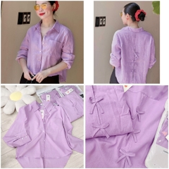 A110-ÁO SƠ MI NỮ MÀU TÍM ĐÍNH NƠ SAU