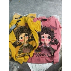 A259-Áo phông vàng cô gái chất cotton dáng suông rộng