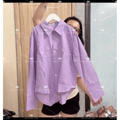 A110-ÁO SƠ MI NỮ MÀU TÍM ĐÍNH NƠ SAU