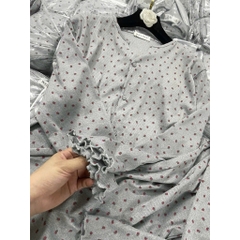 set658- Set tăm xanh hoa hồng dài tay thu đông