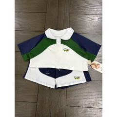 BT935- Bô áo polo phối xanh trắng cho bé trai