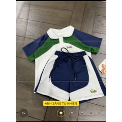 BT935- Bô áo polo phối xanh trắng cho bé trai