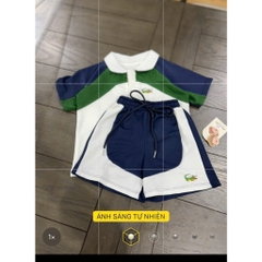 BT935- Bô áo polo phối xanh trắng cho bé trai