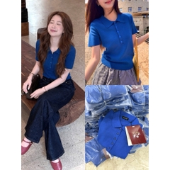 A599-Áo len polo dệt kim cộc tay 3 màu mẫu mới maisushishop