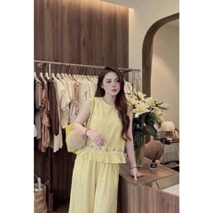 SET963-  SET ĐŨI TRẮNG THÊU GẤU PHỐI BÈO QUẦN SUÔNG