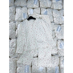 set658- Set tăm xanh hoa hồng dài tay thu đông