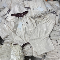 Set776- Bộ nỉ haida dài tay áo khoá kéo khoá phối quần dài có mũ