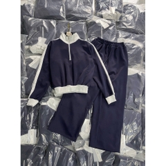 Set791- Set bộ nỉ haida màu than áo dây rút cổ cao- quần suông