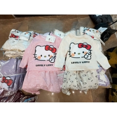 bt691- Bộ thun dài tay Kitty bé gái 5 màu chất tăm lông thỏ
