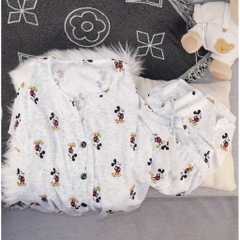 set843- Set tăm dài tay trắng hoạ tiết mickey