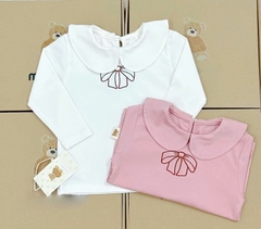 CB184-Combo 2 áo nơ bé gái cổ 3 phân 2 màu tráng ,hồng