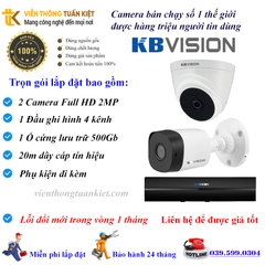 Trọn bộ 2 camera KBVISION FULL HĐ 1080P