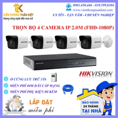 Trọn bộ 4 camera IP Hikvision 2.0Mp FHĐ-1080P ( DS-2CD1023G0E-I(L) )