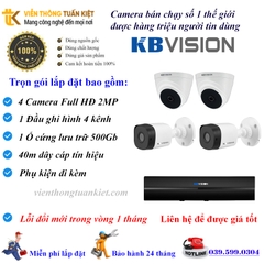 Trọn bộ 4 camera KBVISION FULL HĐ 1080P
