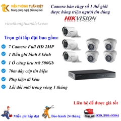 Trọn bộ 7 Camera Hikvision FULL HĐ 2MP