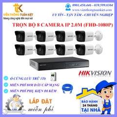 Trọn bộ 8 camera IP Hikvision 2.0Mp FHĐ-1080P ( DS-2CD1023G0E-I(L) )