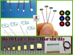 Bộ 10 Led SMD mini siêu nhỏ đấu sẵn dây kèm trở  0805 0603 0402 (3-5v) DIY độ custom mô hình gundam lego figure