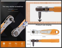Dụng cụ Tua vít hai chiều góc hẹp 6.35mm Bidirectional ratchet screwdriver narrow corner right angle