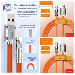 Dây sạc nhanh 120w 180 Degree Rotating USB data Charging Cable USB Type-A Type-C Lightning iphone android