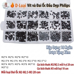 Bộ ốc vít và đai ốc đầu tròn Philips các cỡ M2 M2.5 M3 M4