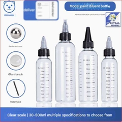 Set 5 lọ Pet chia vạch đựng dung dịch pha sơn sẵn bi, que ngoáy Spare Bottle House Bear