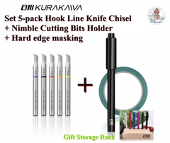 Set 7in1 Tạo line detail Chisel lưỡi câu KURAKAWA ET9 Hook Line Knife 0.1-0.5 + Handle + Masking